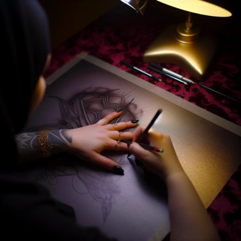 Proces projektowania - odręczne szkice tatuażu